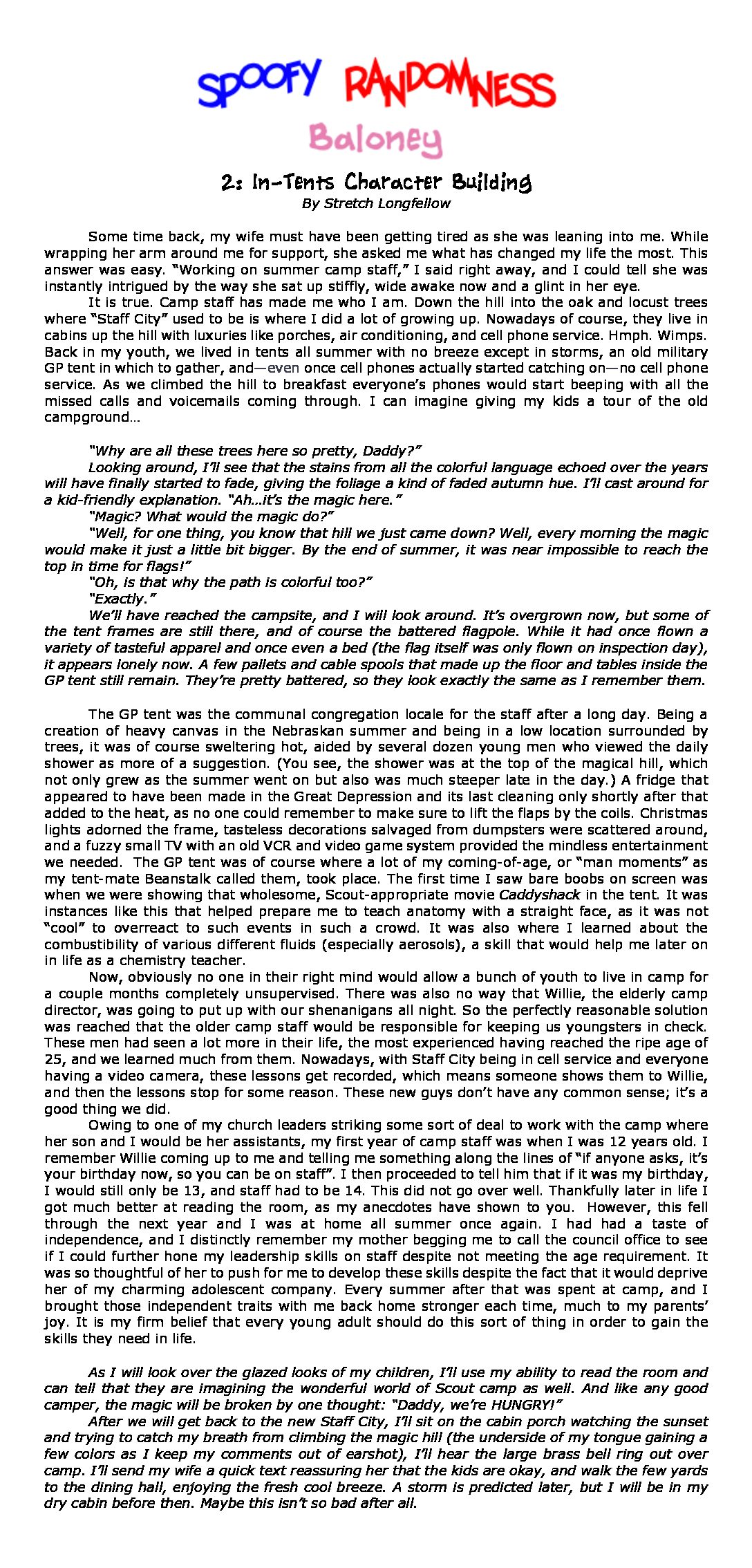 In-Tents Character Building